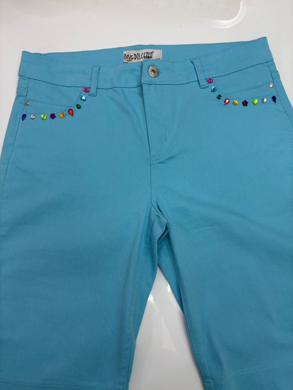 Dolcezza Light Blue Stretch Shorts – Chic Summer Staple size 14 NWT - Picture 2 of 13